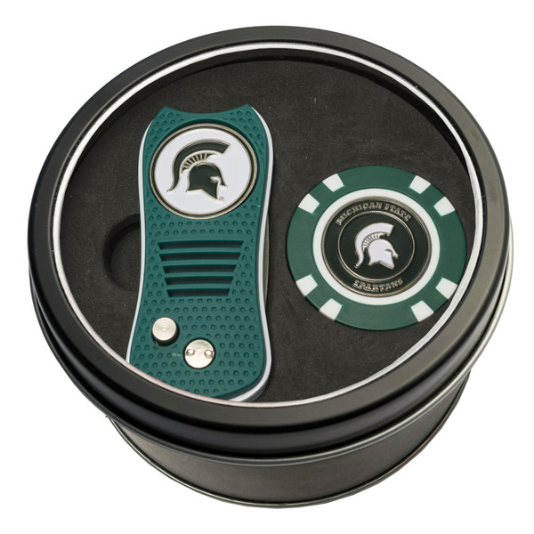 Michigan State Spartans Tin Gift Set with Switchfix Divot Tool and Golf Chip