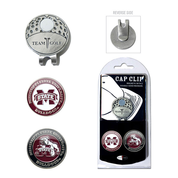 Mississippi State Bulldogs Cap Clip With 2 Golf Ball Markers
