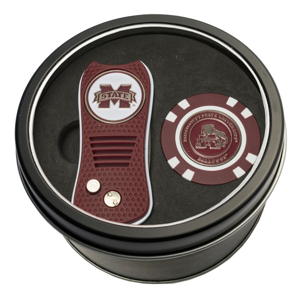 Mississippi State Bulldogs Tin Gift Set with Switchfix Divot Tool and Golf Chip