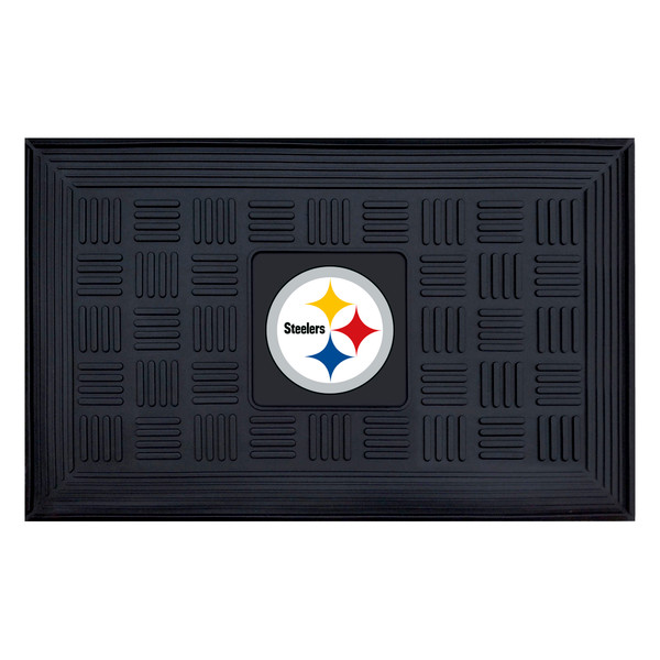 Pittsburgh Steelers Medallion Door Mat Steeler Primary Logo Black
