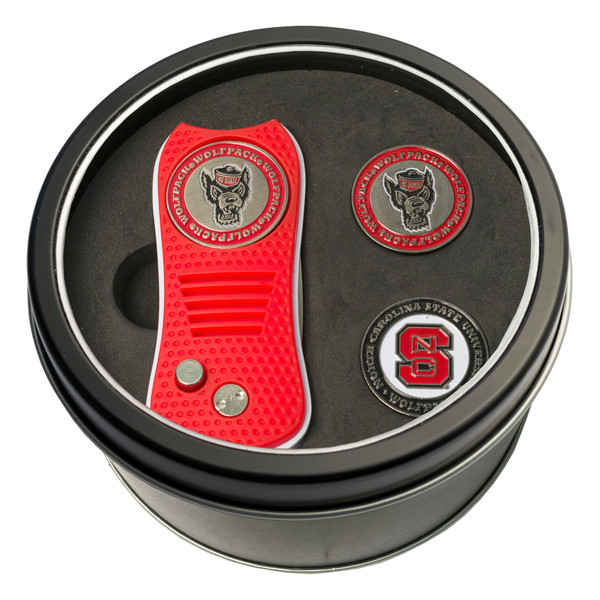 NC State Wolfpack Tin Gift Set with Switchfix Divot Tool and 2 Ball Markers