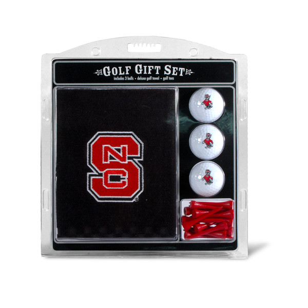 NC State Wolfpack Embroidered Golf Towel, 3 Golf Ball, and Golf Tee Set