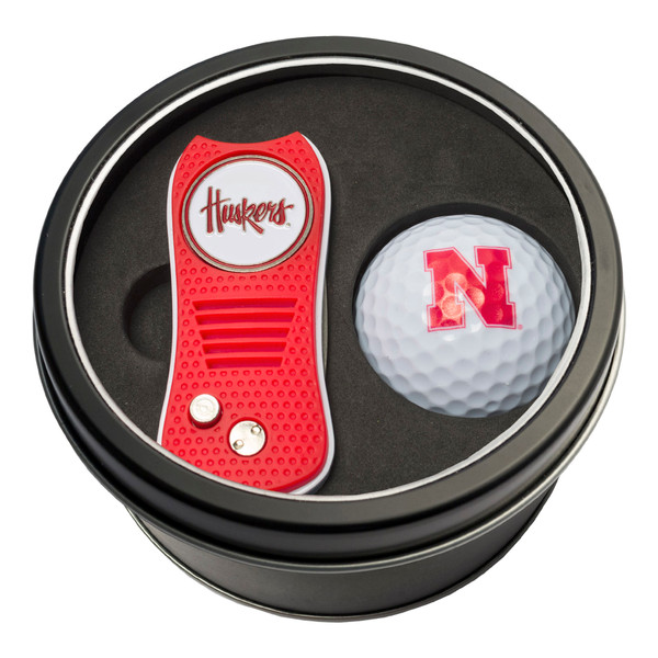 Nebraska Cornhuskers Tin Gift Set with Switchfix Divot Tool and Golf Ball