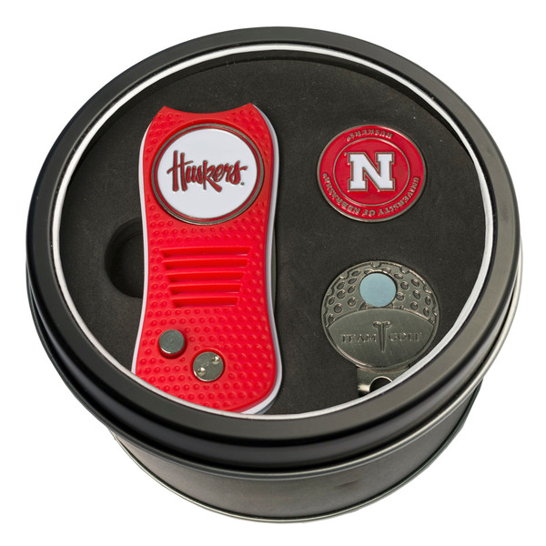Nebraska Cornhuskers Tin Gift Set with Switchfix Divot Tool, Cap Clip, and Ball Marker