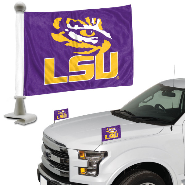 LSU Tigers Ambassador Flags "Tiger Eye and Wordmark" Logo 4 in. x 6 in. Set of 2