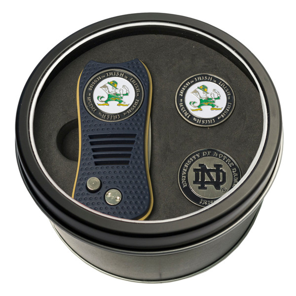 Notre Dame Fighting Irish Tin Gift Set with Switchfix Divot Tool and 2 Ball Markers