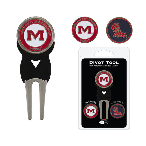 Ole Miss Rebels Divot Tool Pack With 3 Golf Ball Markers