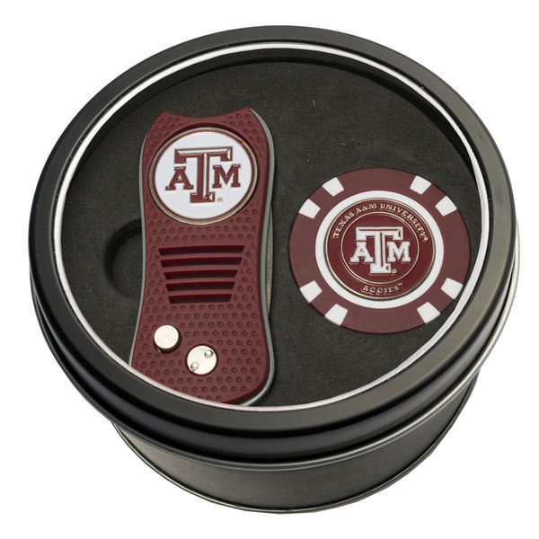 Texas A&M Aggies Tin Gift Set with Switchfix Divot Tool and Golf Chip