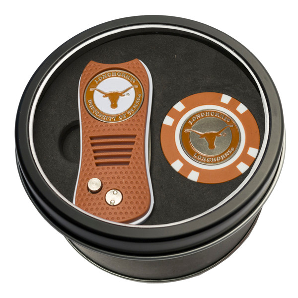 Texas Longhorns Tin Gift Set with Switchfix Divot Tool and Golf Chip