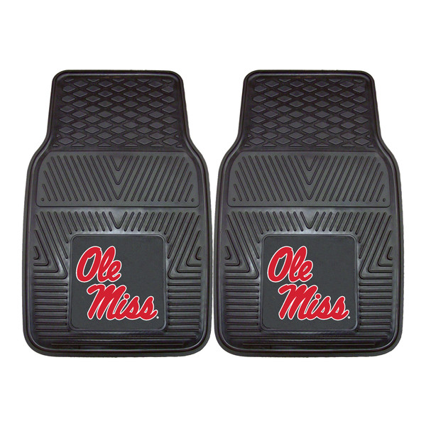 University of Mississippi - Ole Miss Rebels 2-pc Vinyl Car Mat Set "Ole Miss" Script Logo Black