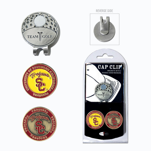 USC Trojans Cap Clip With 2 Golf Ball Markers