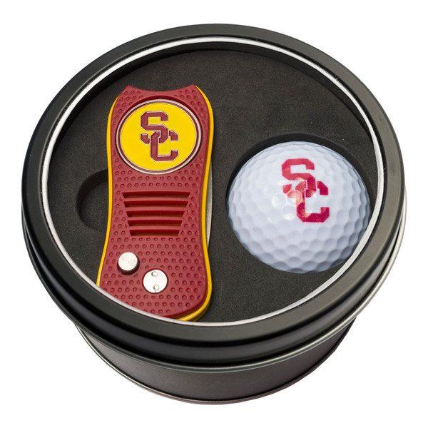 USC Trojans Tin Gift Set with Switchfix Divot Tool and Golf Ball