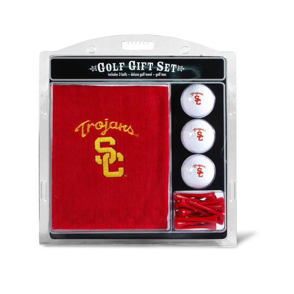 USC Trojans Embroidered Golf Towel, 3 Golf Ball, and Golf Tee Set