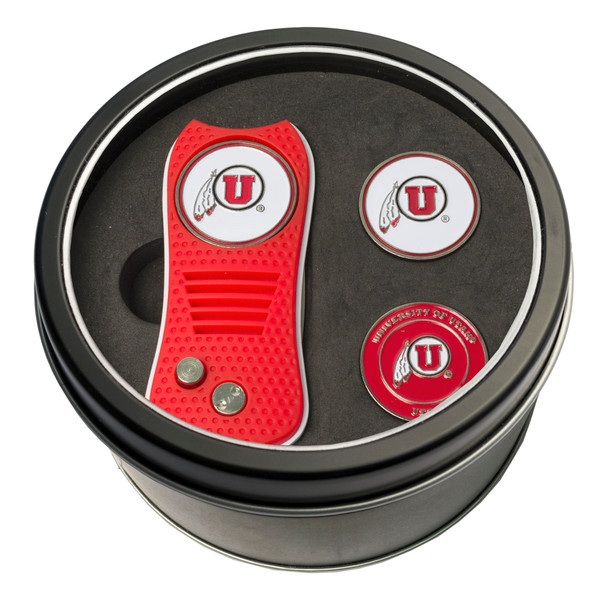 Utah Utes Tin Gift Set with Switchfix Divot Tool and 2 Ball Markers