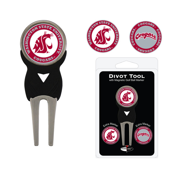 Washington State Cougars Divot Tool Pack With 3 Golf Ball Markers