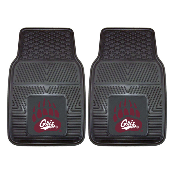 University of Montana - Montana Grizzlies 2-pc Vinyl Car Mat Set "Bear Claw" Logo Black