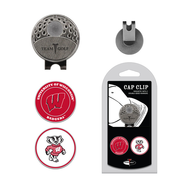 Wisconsin Badgers Cap Clip With 2 Golf Ball Markers