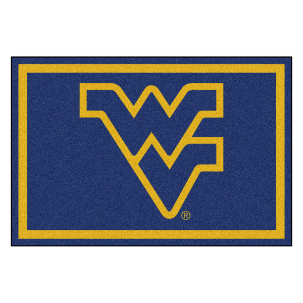 West Virginia University - West Virginia Mountaineers 5x8 Rug Flying WV Primary Logo Navy
