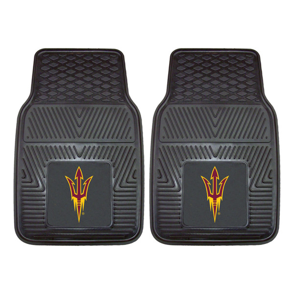 Arizona State University - Arizona State Sun Devils 2-pc Vinyl Car Mat Set "Pitchfork" Logo Black