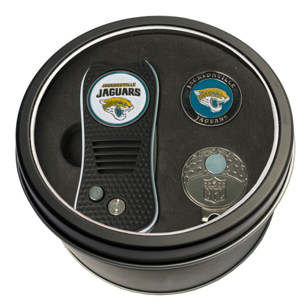 Jacksonville Jaguars Tin Gift Set with Switchfix Divot Tool, Cap Clip, and Ball Marker