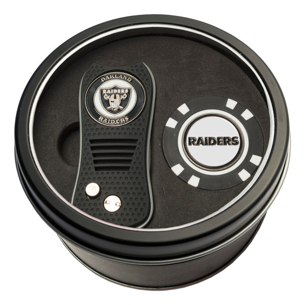 Las Vegas Raiders Tin Gift Set with Switchfix Divot Tool and Golf Chip