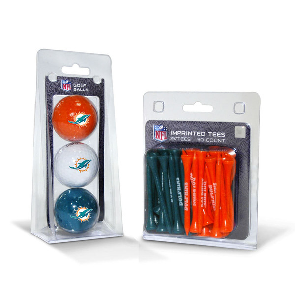 Miami Dolphins 3 Golf Balls And 50 Golf Tees