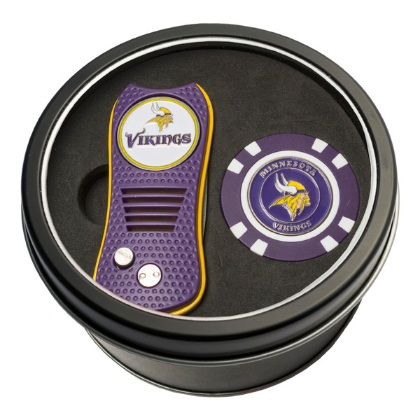 Minnesota Vikings Tin Gift Set with Switchfix Divot Tool and Golf Chip