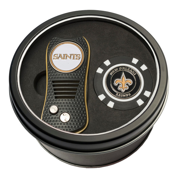New Orleans Saints Tin Gift Set with Switchfix Divot Tool and Golf Chip
