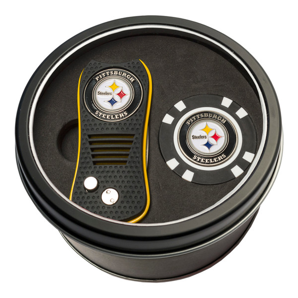 Pittsburgh Steelers Tin Gift Set with Switchfix Divot Tool and Golf Chip