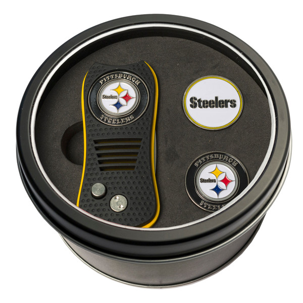 Pittsburgh Steelers Tin Gift Set with Switchfix Divot Tool and 2 Ball Markers