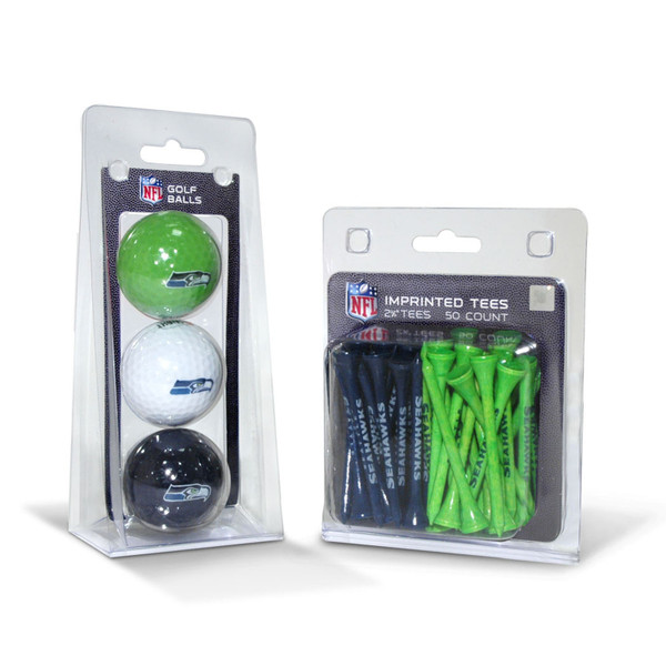 Seattle Seahawks 3 Golf Balls And 50 Golf Tees