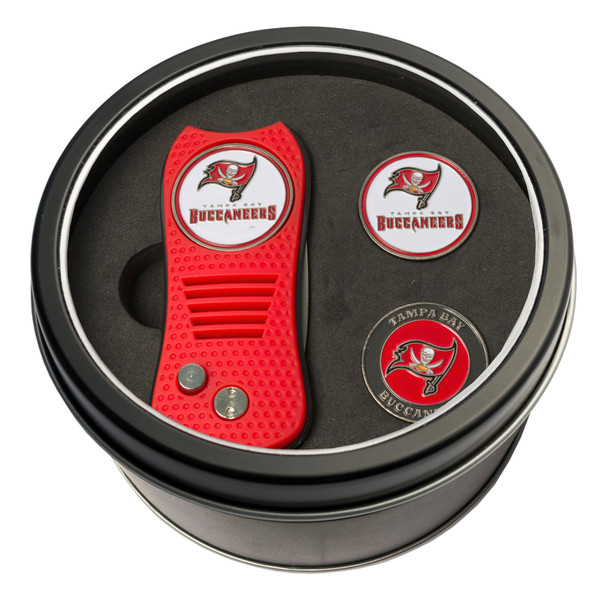Tampa Bay Buccaneers Tin Gift Set with Switchfix Divot Tool and 2 Ball Markers