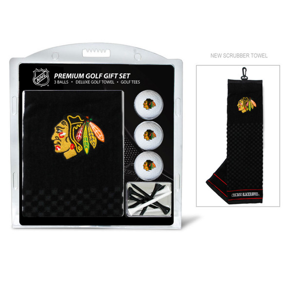 Chicago Blackhawks Embroidered Golf Towel, 3 Golf Ball, and Golf Tee Set