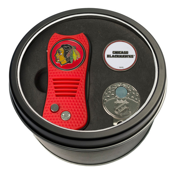 Chicago Blackhawks Tin Gift Set with Switchfix Divot Tool, Cap Clip, and Ball Marker