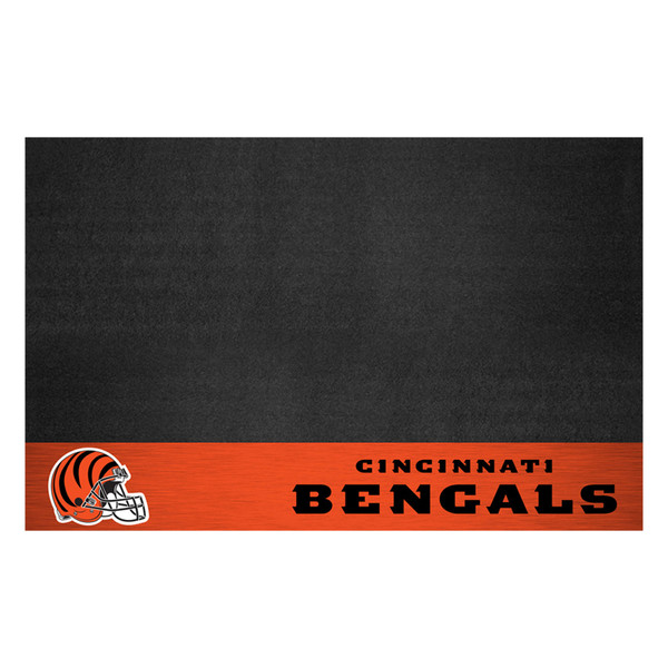 Cincinnati Bengals Grill Mat "Striped B" Logo & "Cincinnati Bengals" Wordmark Black