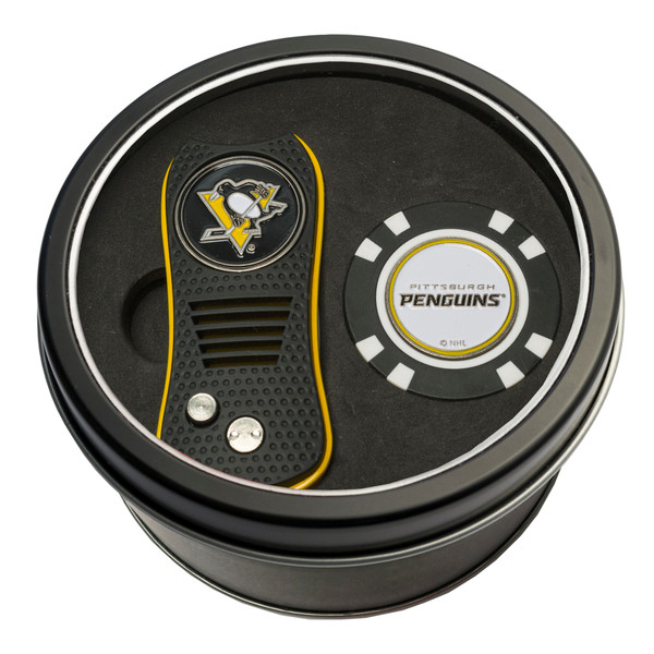 Pittsburgh Penguins Tin Gift Set with Switchfix Divot Tool and Golf Chip