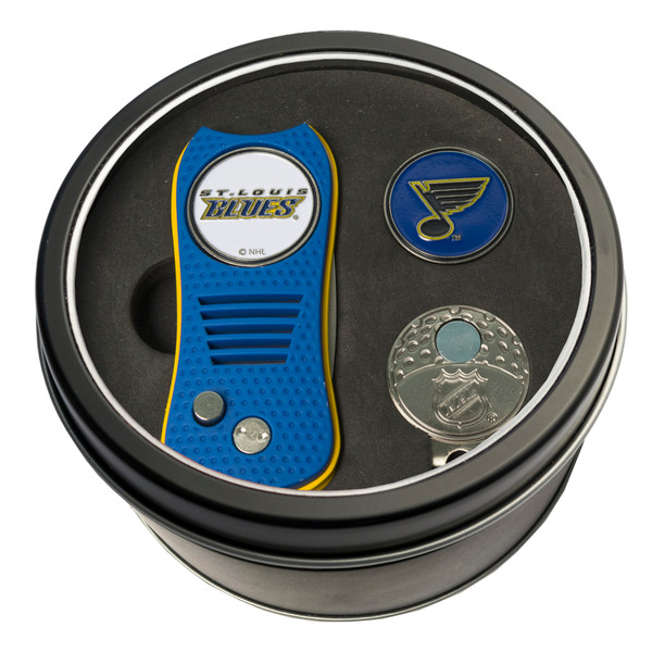 St Louis Blues Tin Gift Set with Switchfix Divot Tool, Cap Clip, and Ball Marker