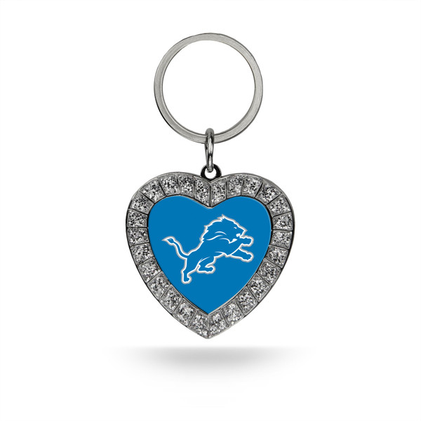 Detroit Lions Rhinestone Heart Keychain