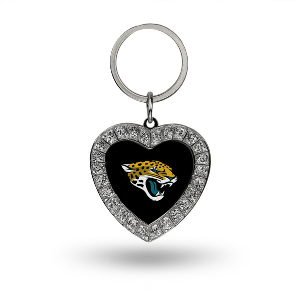 Jacksonville Jaguars Rhinestone Heart Keychain