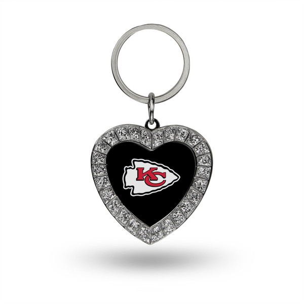 Kansas City Chiefs Rhinestone Heart Keychain