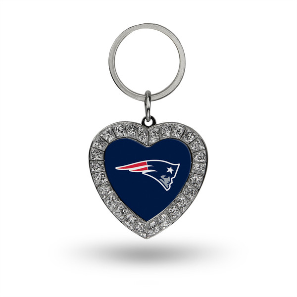 New England Patriots Rhinestone Heart Keychain