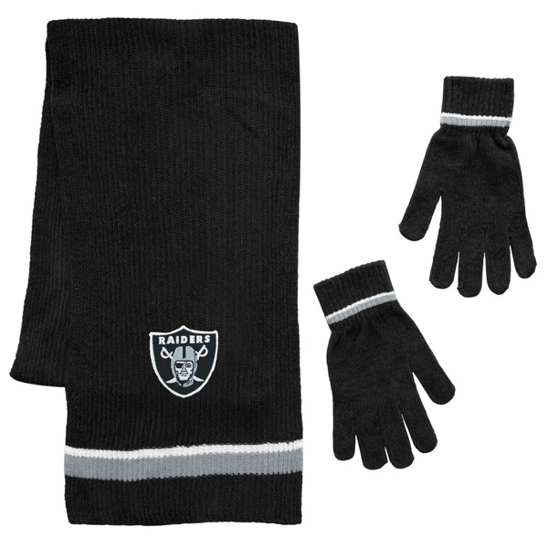 Las Vegas Raiders Scarf and Glove Gift Set Chenille