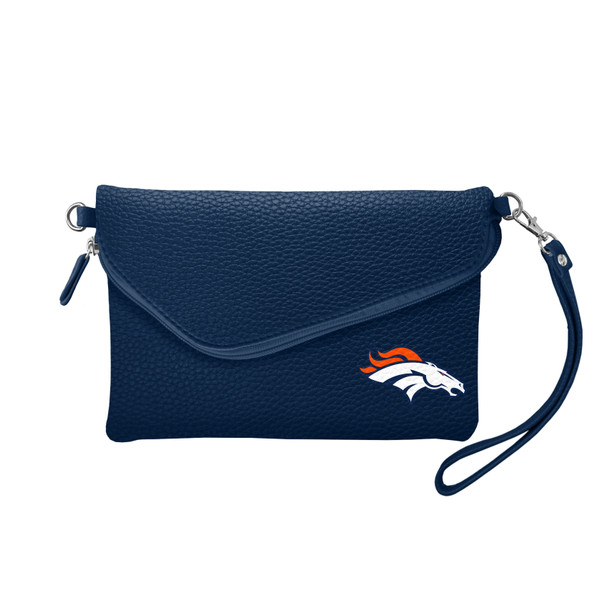 Denver Broncos Purse Pebble Fold Over Crossbody Navy