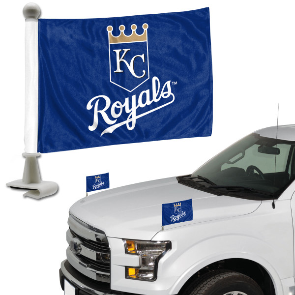 Kansas City Royals Ambassador Flags "Crest KC and 'Royals'" Logo 4 in. x 6 in. Set of 2