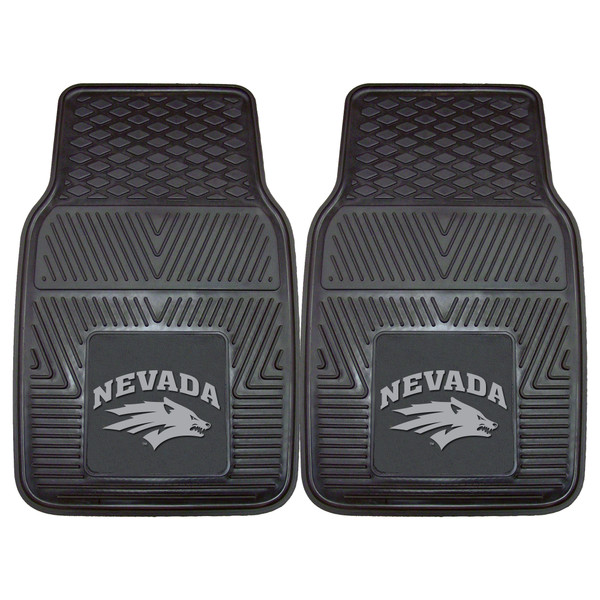 University of Nevada - Nevada Wolfpack 2-pc Vinyl Car Mat Set "Nevada & Wolf" Logo Black