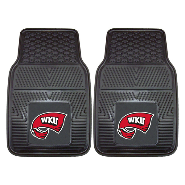 Western Kentucky University - Western Kentucky Hilltoppers 2-pc Vinyl Car Mat Set "Flag WKU" Logo Black