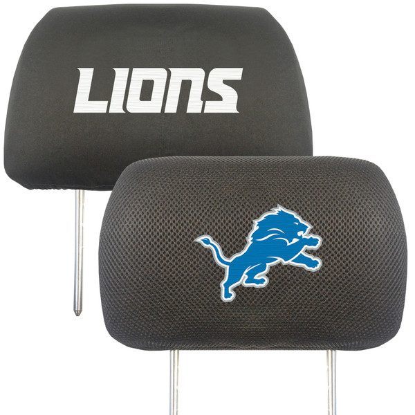 Detroit Lions Head Rest Cover  "Lion" Logo & "Detroit Lions" Wordmark Black