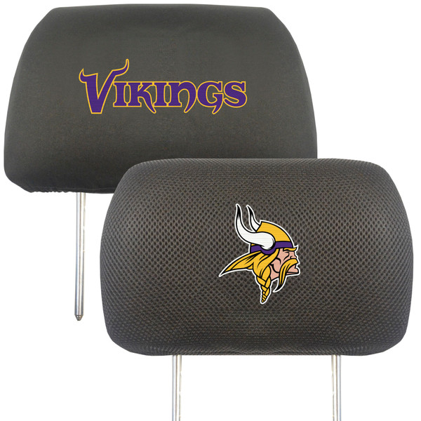 Minnesota Vikings Head Rest Cover  Viking Head Primary Logo and Wordmark Black