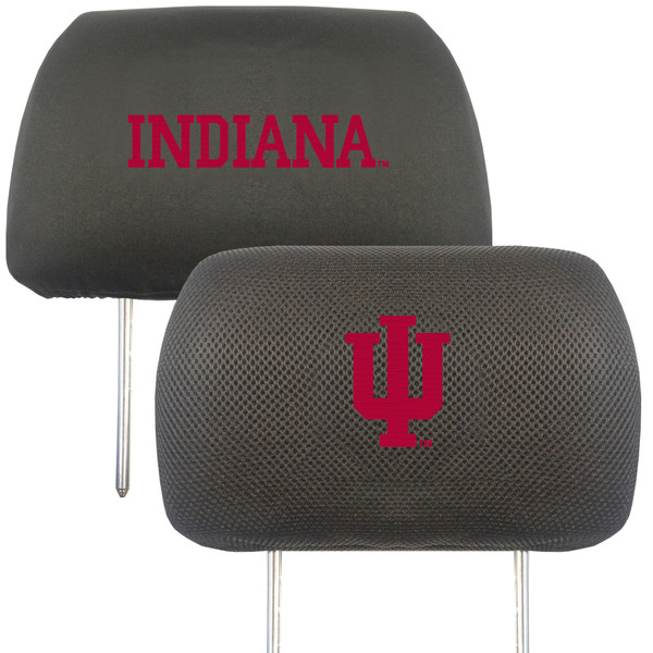 Indiana University - Indiana Hooisers Head Rest Cover IU Trident Primary Logo and Wordmark Black