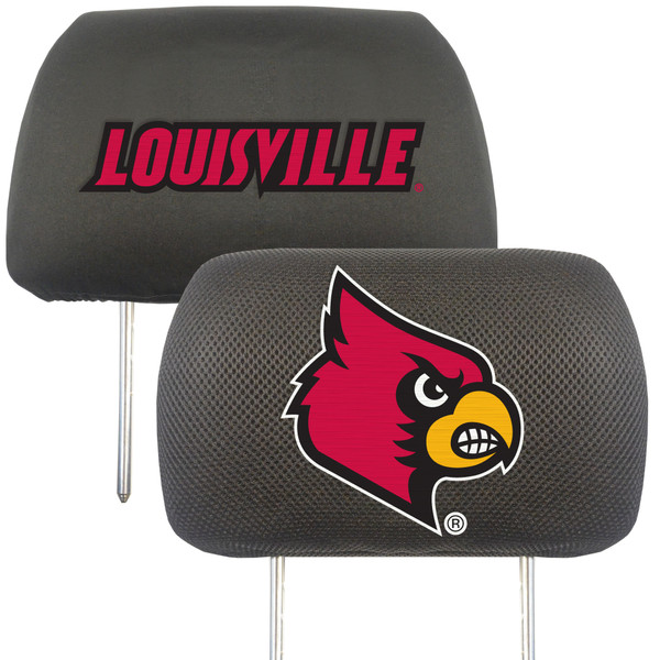 University of Louisville - Louisville Cardinals Head Rest Cover "Cardinal" Logo & Wordmark Black